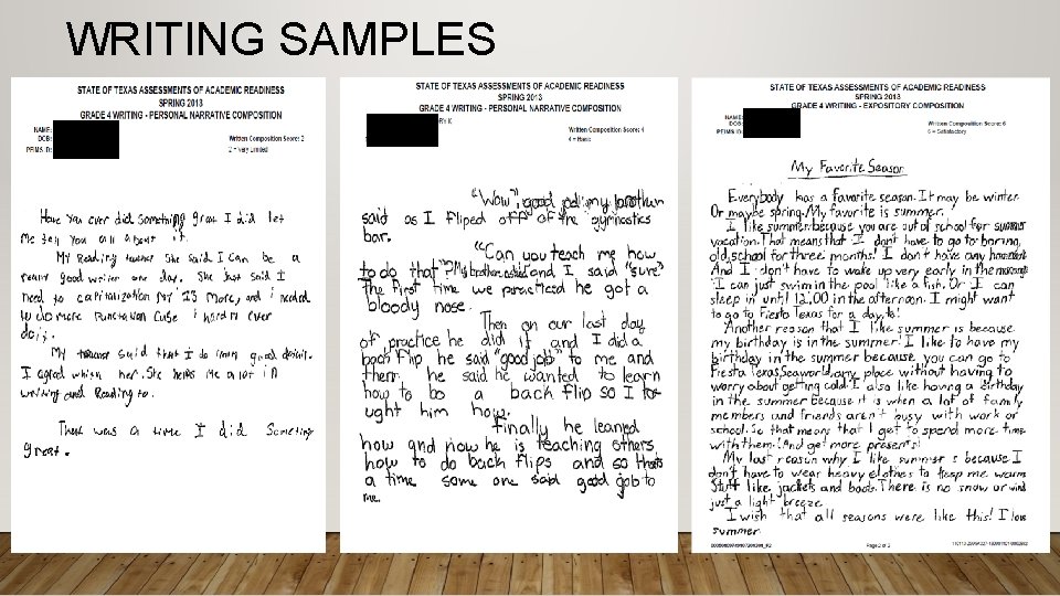 WRITING SAMPLES 1 2 4 