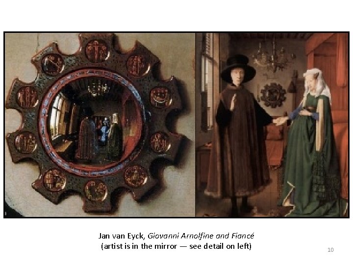 Jan van Eyck, Giovanni Arnolfine and Fiancé (artist is in the mirror — see