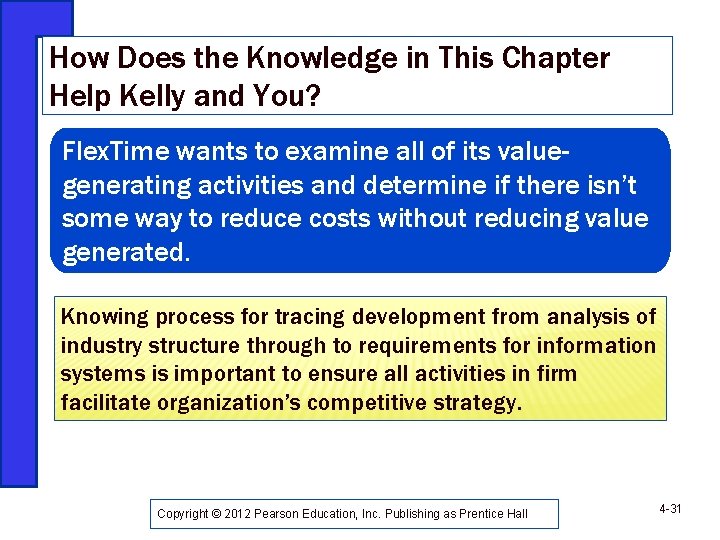 How Does the Knowledge in This Chapter Help Kelly and You? Flex. Time wants