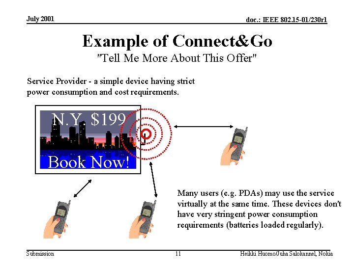 July 2001 doc. : IEEE 802. 15 -01/230 r 1 Example of Connect&Go "Tell