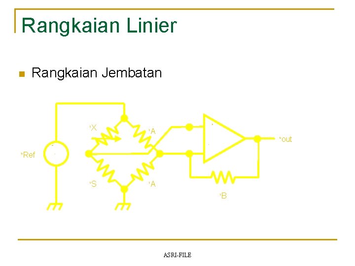 Rangkaian Linier Rangkaian Jembatan R X + n R A V - + V