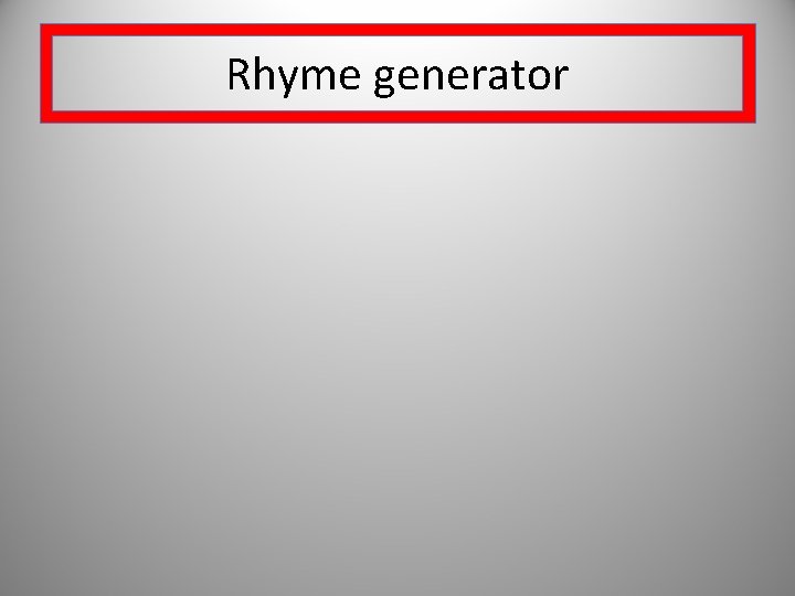 Rhyme generator 