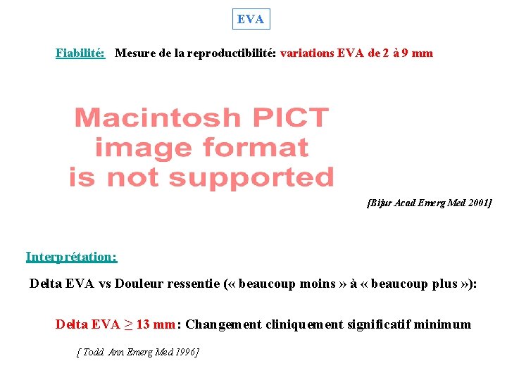 EVA Fiabilité: Mesure de la reproductibilité: variations EVA de 2 à 9 mm [Bijur