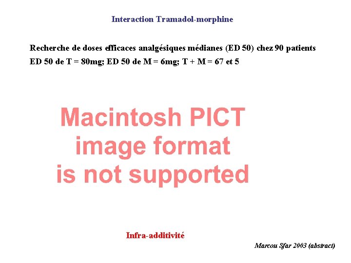 Interaction Tramadol-morphine Recherche de doses efficaces analgésiques médianes (ED 50) chez 90 patients ED