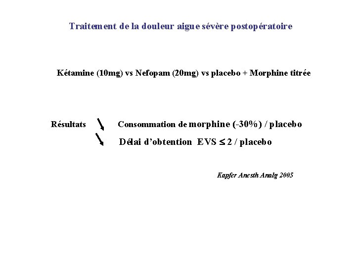 Traitement de la douleur aigue sévère postopératoire Kétamine (10 mg) vs Nefopam (20 mg)