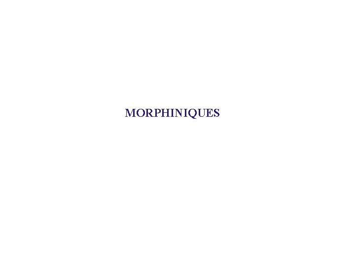 MORPHINIQUES 