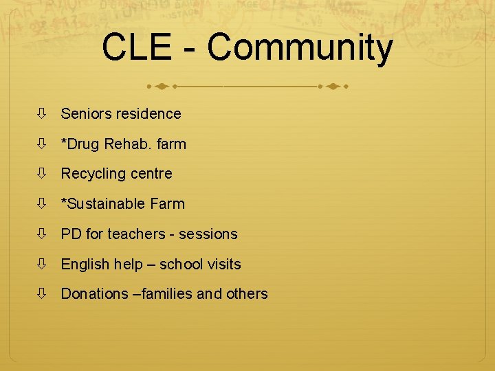 CLE - Community Seniors residence *Drug Rehab. farm Recycling centre *Sustainable Farm PD for