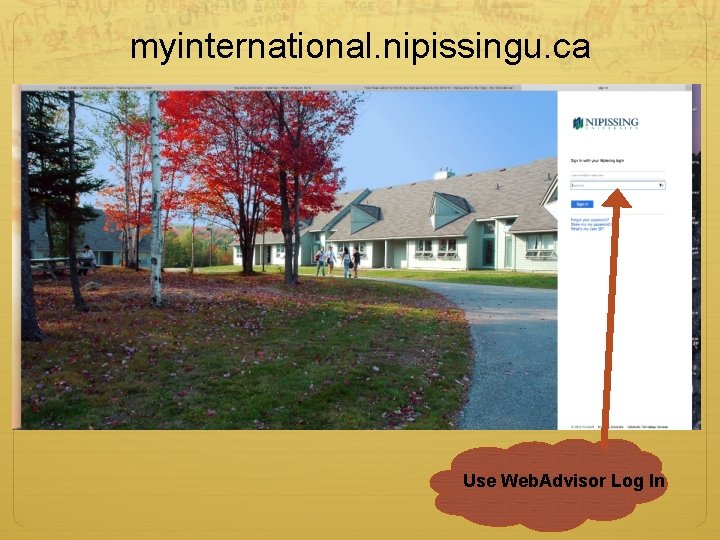 myinternational. nipissingu. ca Use Web. Advisor Log In 