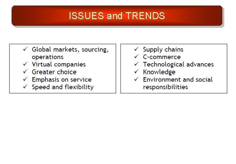 ISSUES and TRENDS 