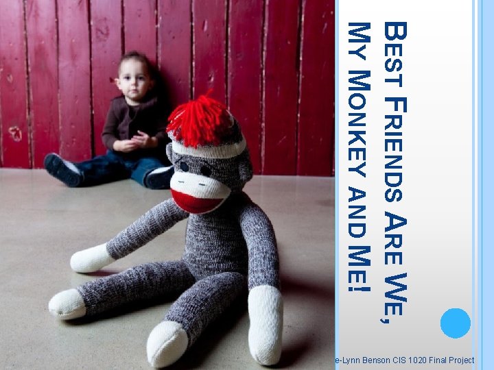 BEST FRIENDS ARE WE, MY MONKEY AND ME! Mandee-Lynn Benson CIS 1020 Final Project
