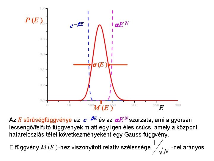 A makroszkopikus energia kanonikus sűrűségfüggvénye 2 P (E ) E N e – E