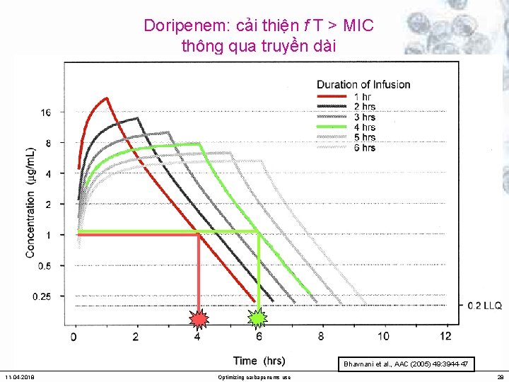 Doripenem: cải thiện f T > MIC thông qua truyền dài dosing interval Bhavnani