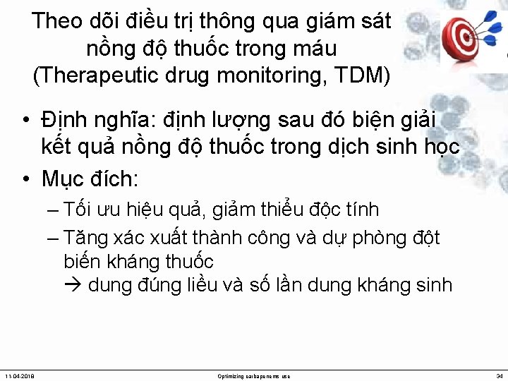 Theo dõi điều trị thông qua giám sát nồng độ thuốc trong máu (Therapeutic