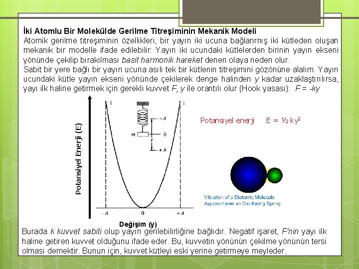 İki Atomlu Bir Molekülde Gerilme Titreşiminin Mekanik Modeli Atomik gerilme titreşiminin özellikleri, bir yayın