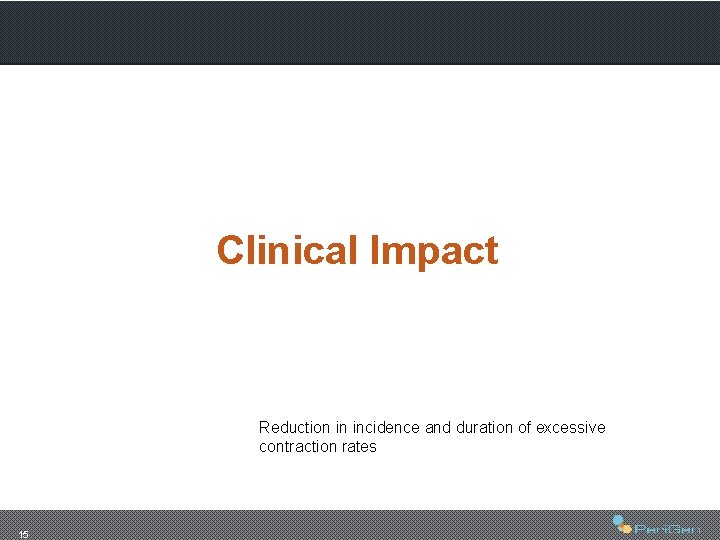 Clinical Impact Reduction in incidence and duration of excessive contraction rates 15 