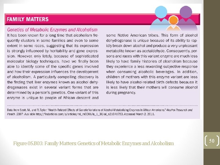 Figure 05. B 03: Family Matters: Genetics of Metabolic Enzymes and Alcoholism 50 