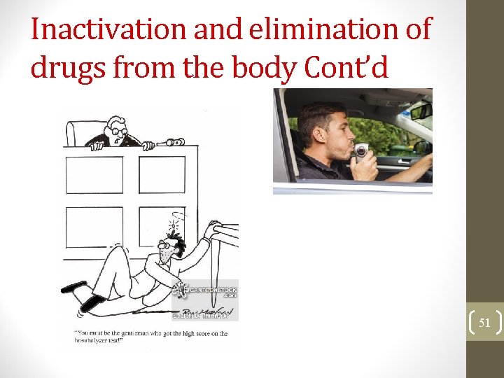 Inactivation and elimination of drugs from the body Cont’d 51 