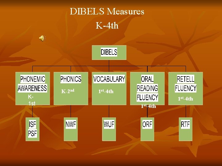 DIBELS Measures K-4 th K 1 st K-2 nd 1 st-4 th 