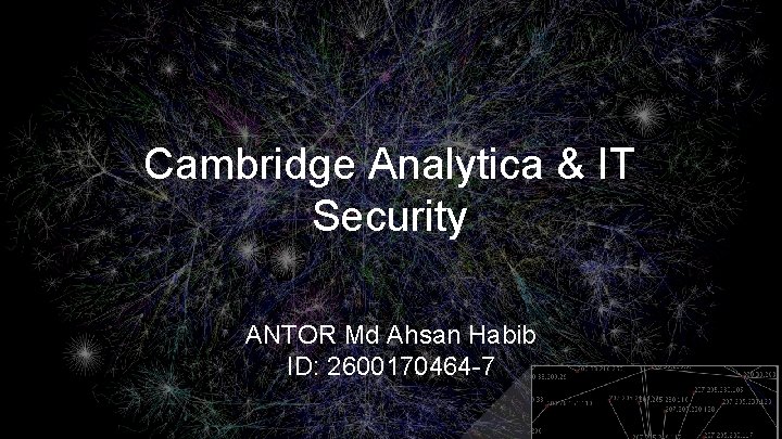 Cambridge Analytica & IT Security ANTOR Md Ahsan Habib ID: 2600170464 -7 