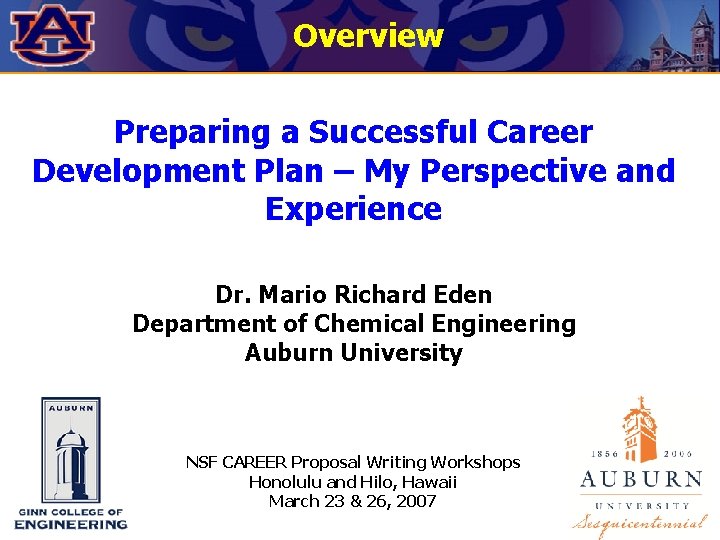 Overview Preparing a Successful Career Development Plan My