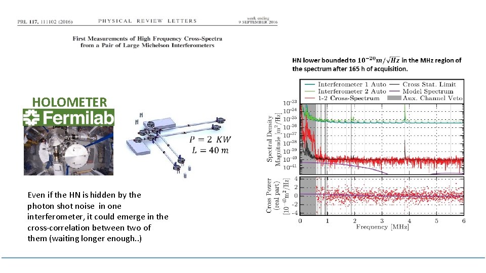 HOLOMETER Even if the HN is hidden by the photon shot noise in one HOLOMETER Even if the HN is hidden by the photon shot noise in one