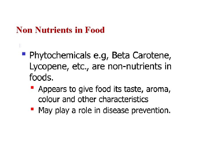 Non Nutrients in Food 