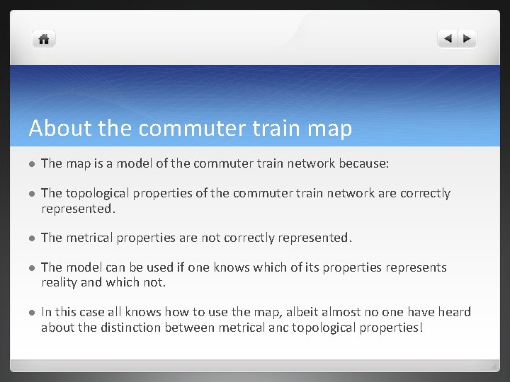 About the commuter train map l The map is a model of the commuter