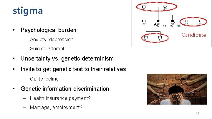 stigma • Psychological burden – Anxiety, depression Candidate – Suicide attempt • Uncertainty vs.