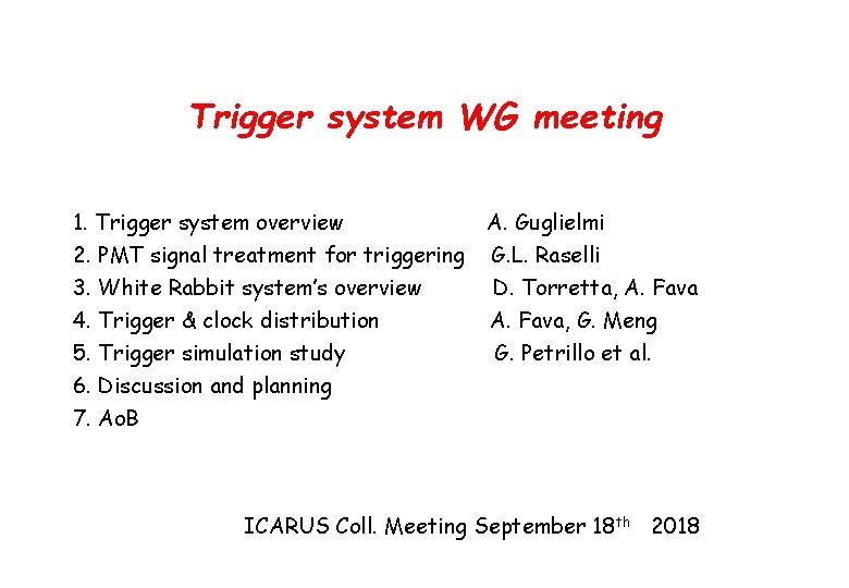 Trigger system WG meeting 1. Trigger system overview 2. PMT signal treatment for triggering