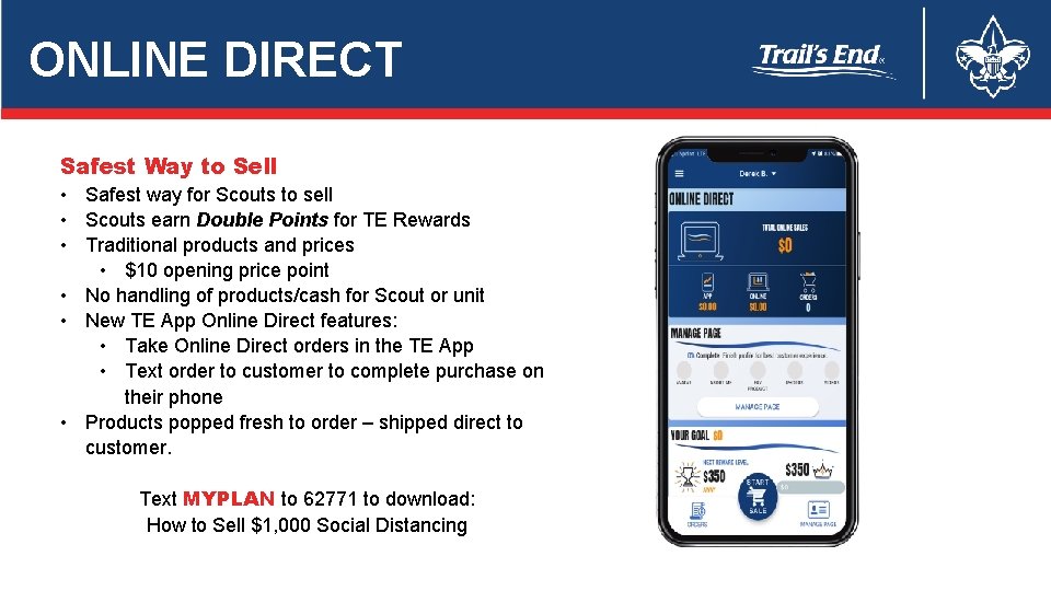 ONLINE DIRECT Safest Way to Sell • Safest way for Scouts to sell •