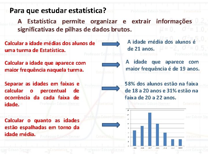 Para que estudar estatística? A Estatística permite organizar e extrair informações significativas de pilhas