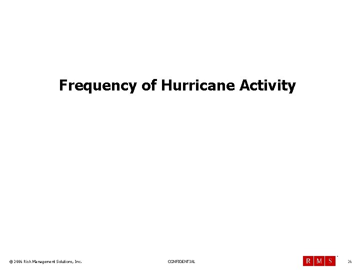 Frequency of Hurricane Activity TM © 2006 Risk Management Solutions, Inc. CONFIDENTIAL 26 