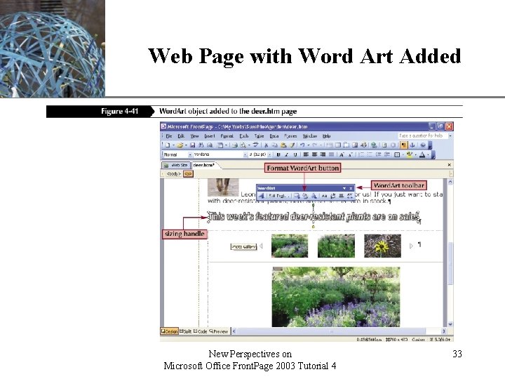 XP Web Page with Word Art Added New Perspectives on Microsoft Office Front. Page