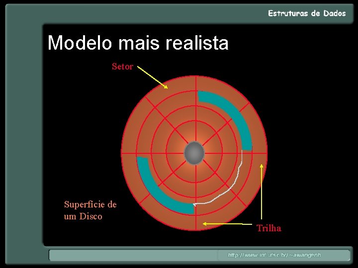 Modelo mais realista Setor Superfície de um Disco Trilha 