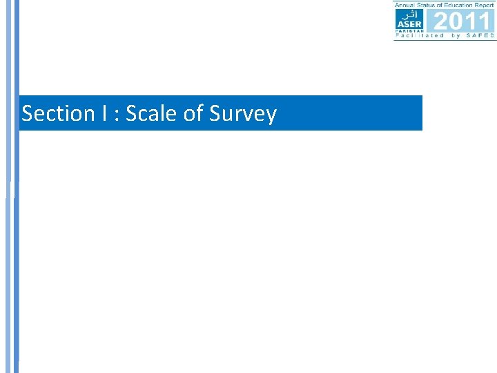 Section I : Scale of Survey 