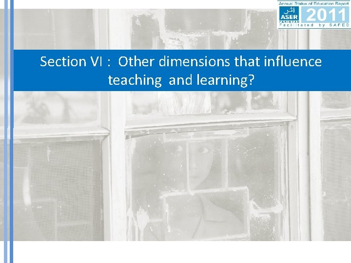 Section VI : Other dimensions that influence teaching and learning? 