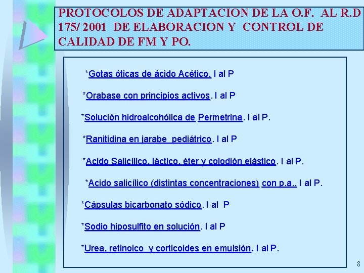 PROTOCOLOS DE ADAPTACION DE LA O. F. AL R. D 175/ 2001 DE ELABORACION