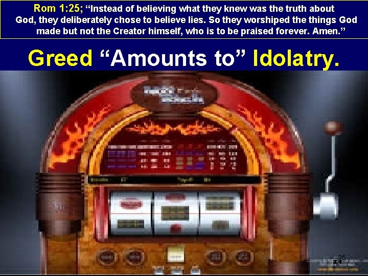 Rom 1: 25; “Instead of believing what they knew was the truth about God,