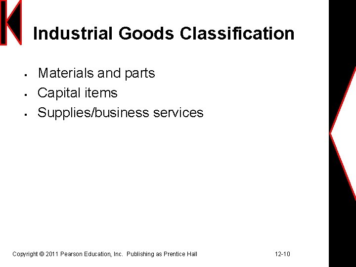 Industrial Goods Classification § § § Materials and parts Capital items Supplies/business services Copyright