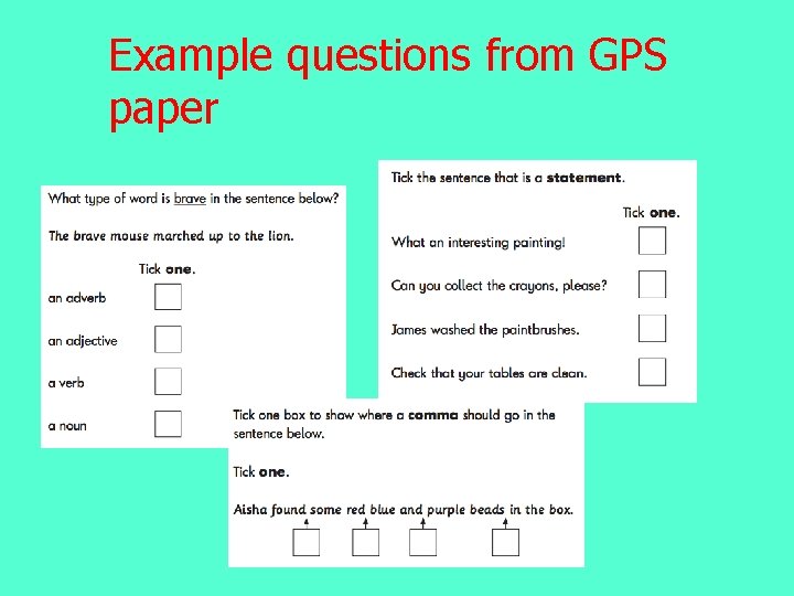 Example questions from GPS paper 