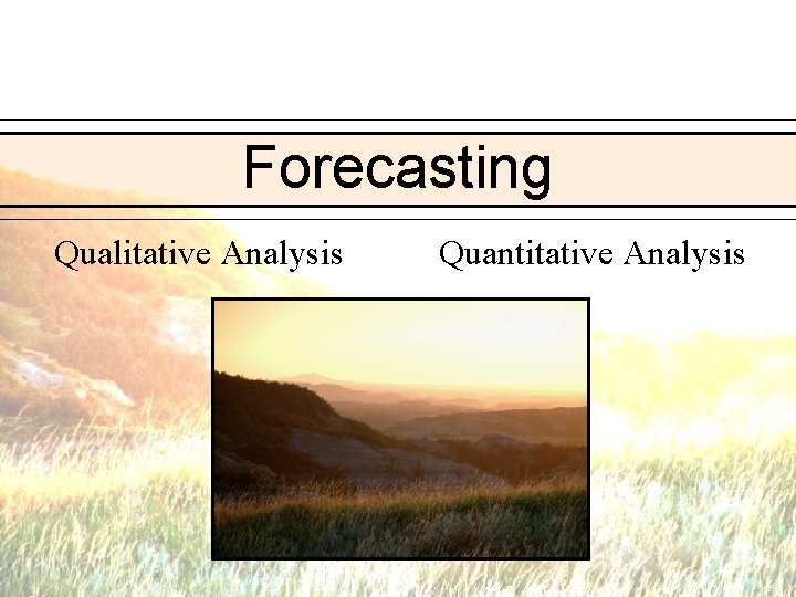 Forecasting Qualitative Analysis Quantitative Analysis 