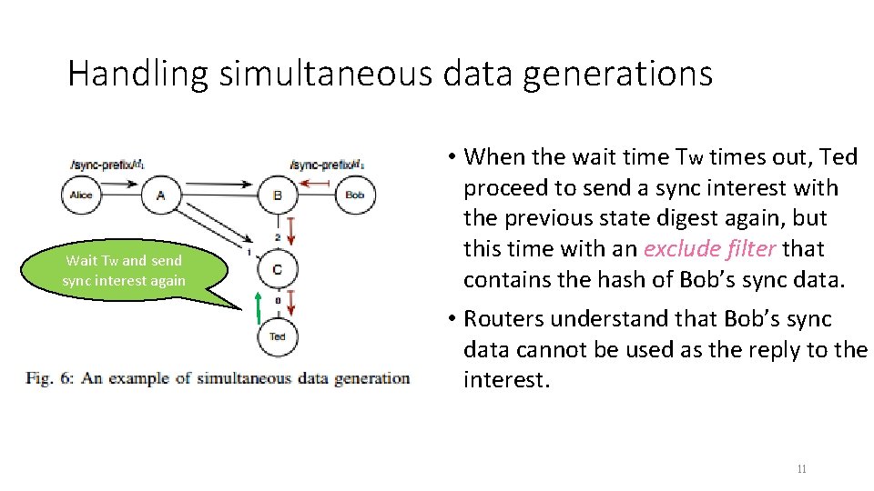 Handling simultaneous data generations Wait Tw and send sync interest again • When the