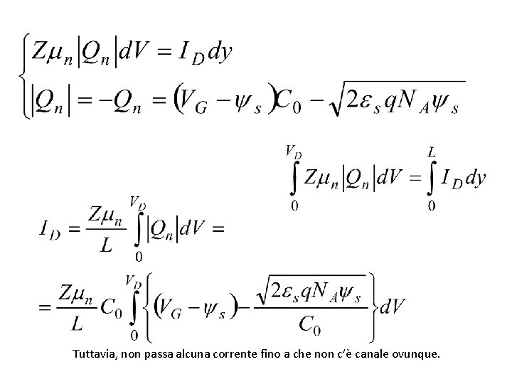 Tuttavia, non passa alcuna corrente fino a che non c’è canale ovunque. 