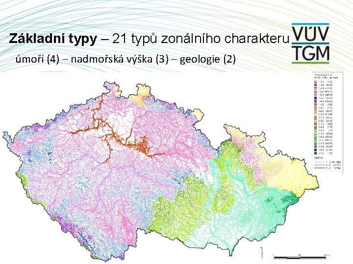 Základní typy – 21 typů zonálního charakteru úmoří (4) – nadmořská výška (3) –