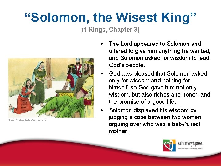 “Solomon, the Wisest King” (1 Kings, Chapter 3) • • • © Bible. Art.