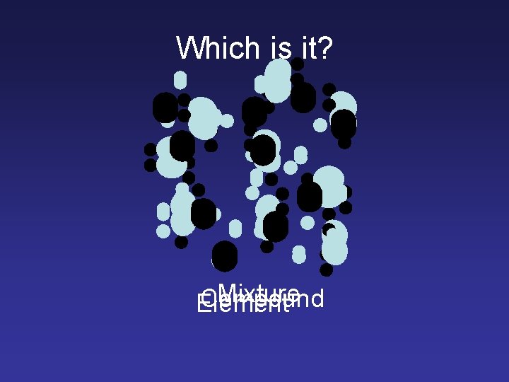 Which is it? Mixture Compound Element 