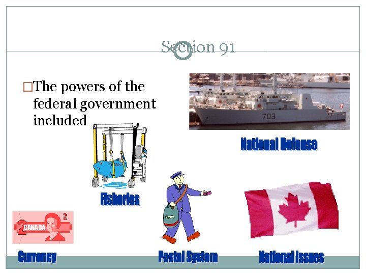 Section 91 �The powers of the federal government included 