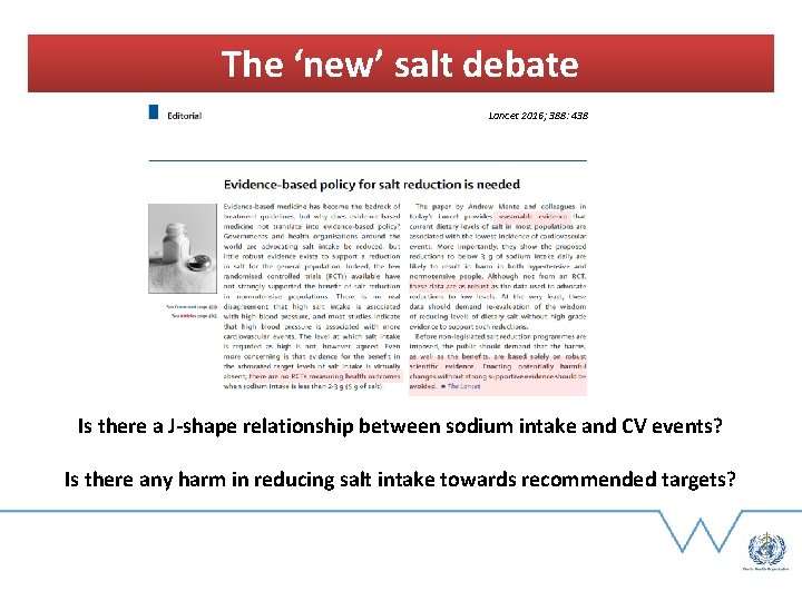 The ‘new’ salt debate Lancet 2016; 388: 438 Is there a J-shape relationship between