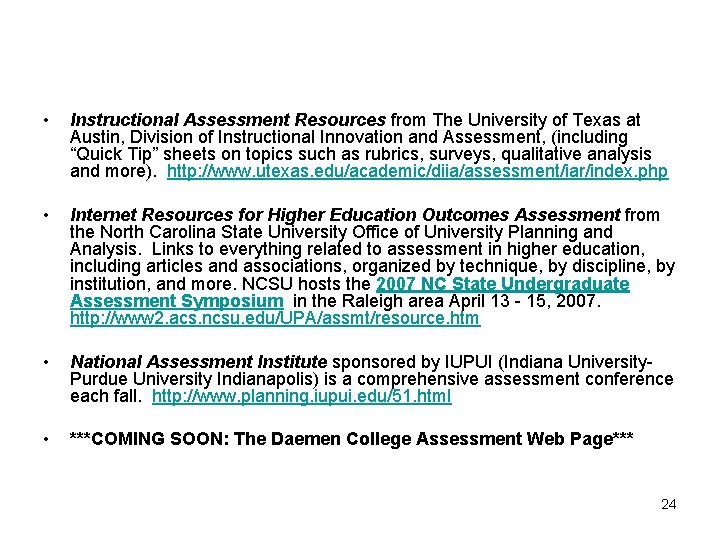  • Instructional Assessment Resources from The University of Texas at Austin, Division of
