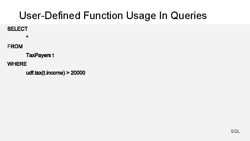 User-Defined Function Usage In Queries SQL 